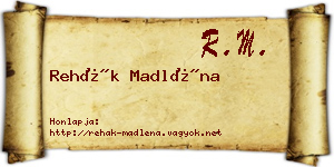 Rehák Madléna névjegykártya